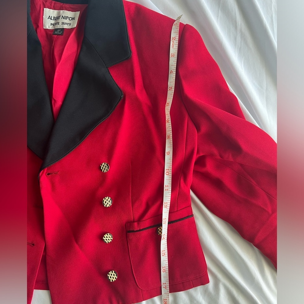 Albert Nipon Petite Vintage Double Breasted Red B… - image 4